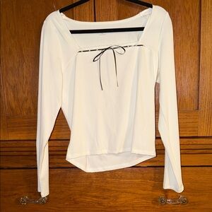 Hollister Square neck long sleeve ribbed white xl